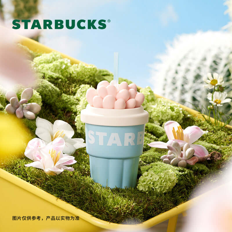 Starbucks China 2024 Succulent series blue ceramic straw cup 415ml loveinstarbucks loveinstarbucks