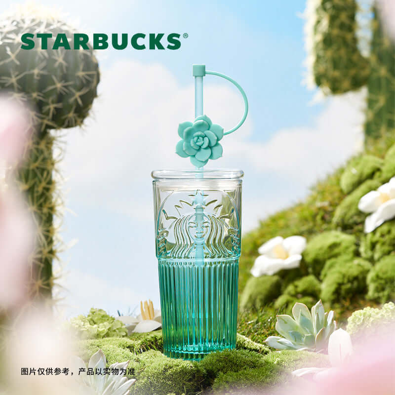 Starbucks China 2024 Succulent series gradient green straw glass 550ml Starbucks loveinstarbucks