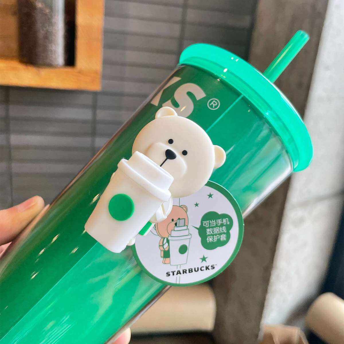 Starbucks China 2024 Coffee grounds and Lively green Finger buckle straw cup 473ml loveinstarbucks loveinstarbucks