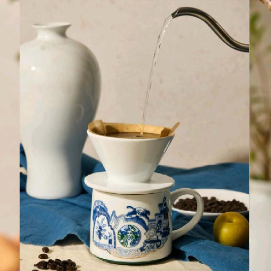Starbucks China 2024 25th Anniversary Blue and White Porcelain Mug 410ml with tea strainer loveinstarbucks loveinstarbucks