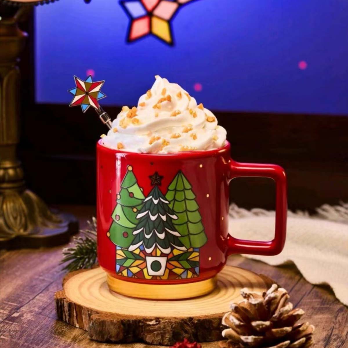 Starbucks China 2024 Christmas Colorful Kaleidoscope Series Mug with mixing stick 355ml Starbucks loveinstarbucks