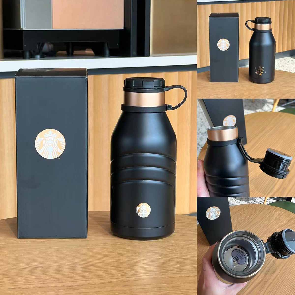 Starbucks Tumblers China 2023 Coffee Treasure series Thermos black gold insulated cup 990ml loveinstarbucks loveinstarbucks