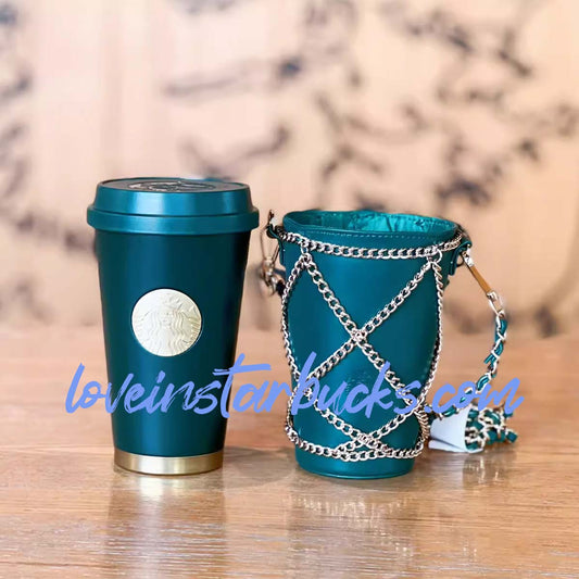 Starbucks China Classic green stainless steel accompanying cup with cup cover 370ml loveinstarbucks loveinstarbucks
