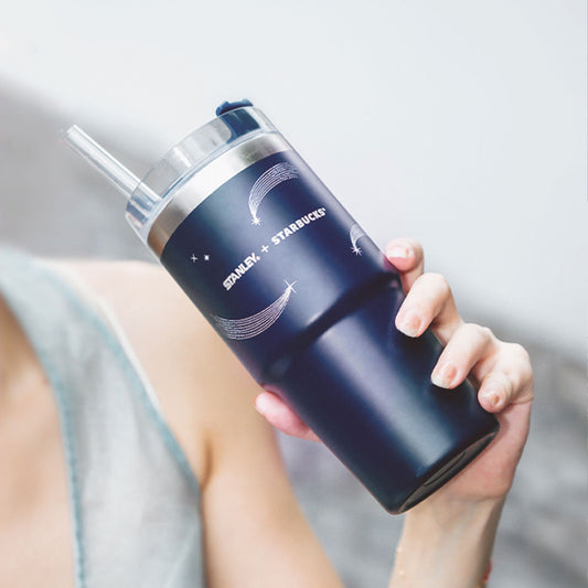 Starbucks China 2023 Jade Rabbit Series Stanley Shining Starry Sky Stainless Steel Straw Cup 16oz 414ml Starbucks loveinstarbucks