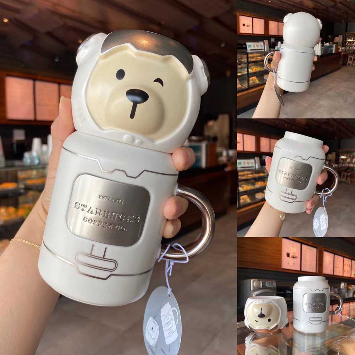 Starbucks China 2021 Environmentalism Astronaut Bear mug with lid 355ml Starbucks loveinstarbucks