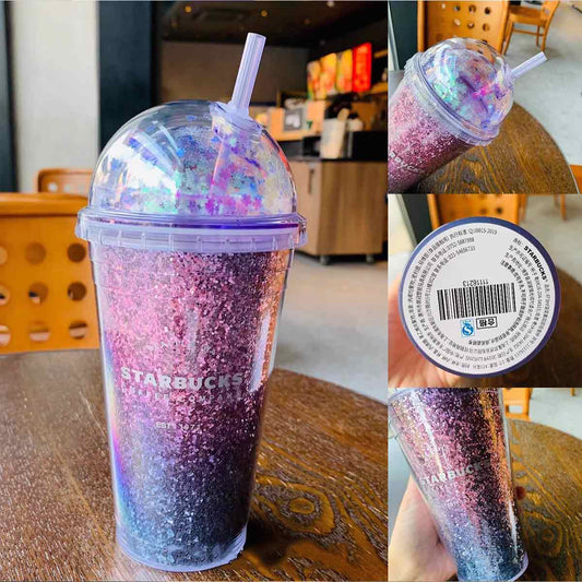 Gradient Purple Double Layer Plastic Straw Cup 473ml Starbucks loveinstarbucks