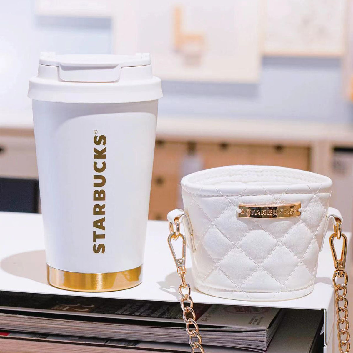 Starbucks Tumblers 2023 China White chain Stainless steel accompanying cup 355ml loveinstarbucks loveinstarbucks