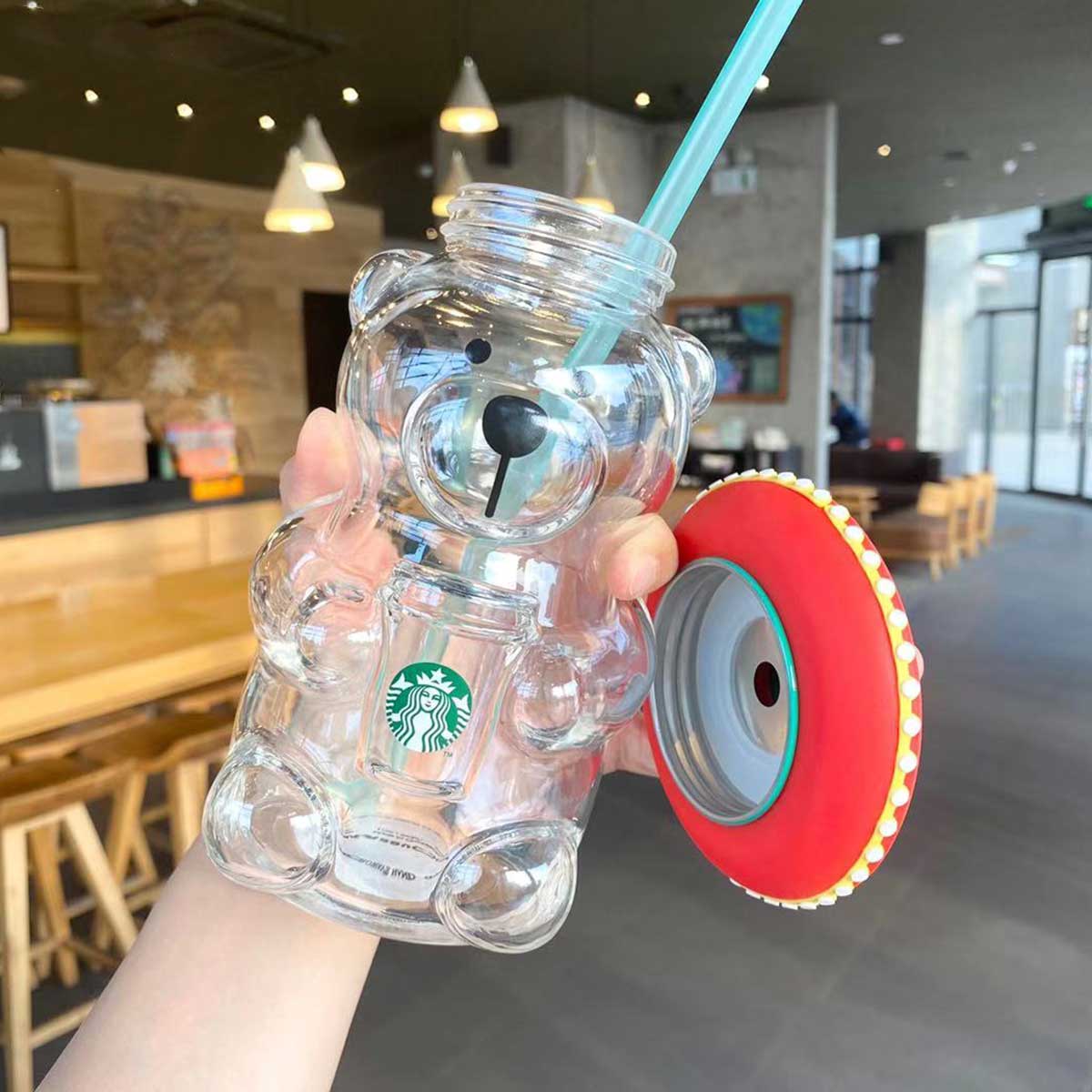 Starbucks 2020 China Latin American style barista bear glass straw cold cup 502ml Starbucks loveinstarbucks