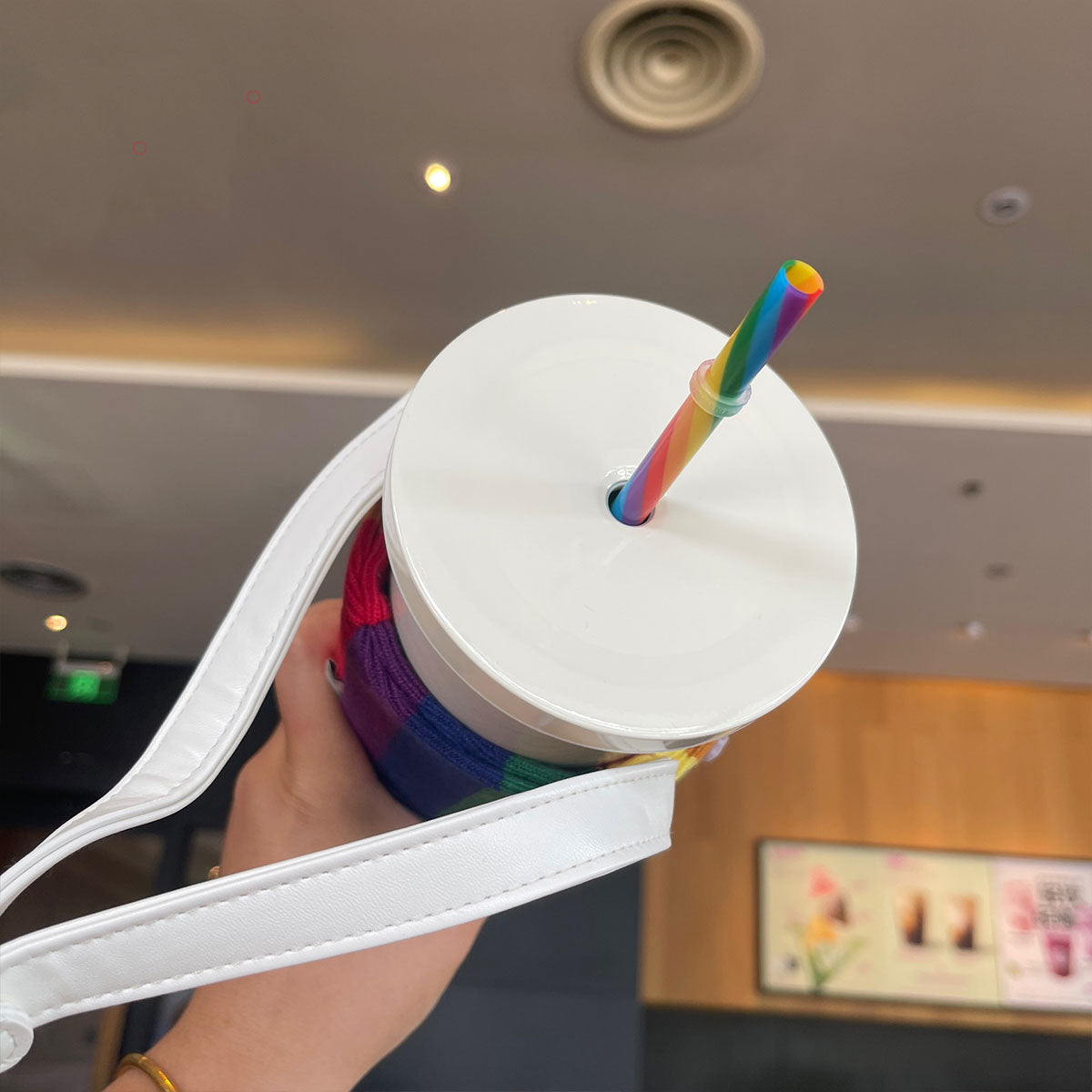 Starbucks Tumblers China 2023 Great love Series Rainbow stainless steel straw cup with cup sleeve 550ml Starbucks loveinstarbucks