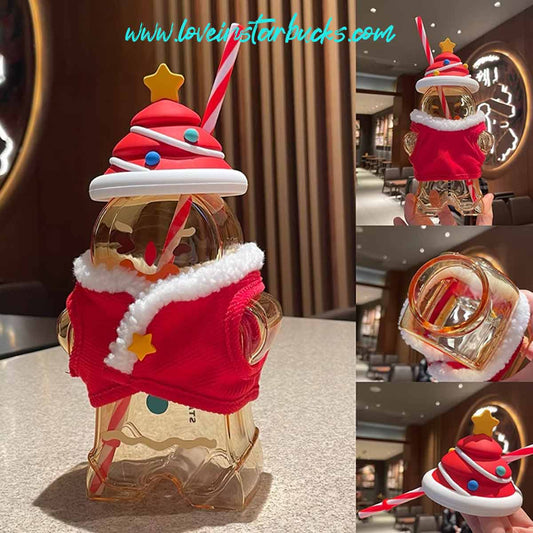 Starbucks China 2021 Christmas Gingerbread Man Shaped Glass Straw Cup 730ml Starbucks loveinstarbucks