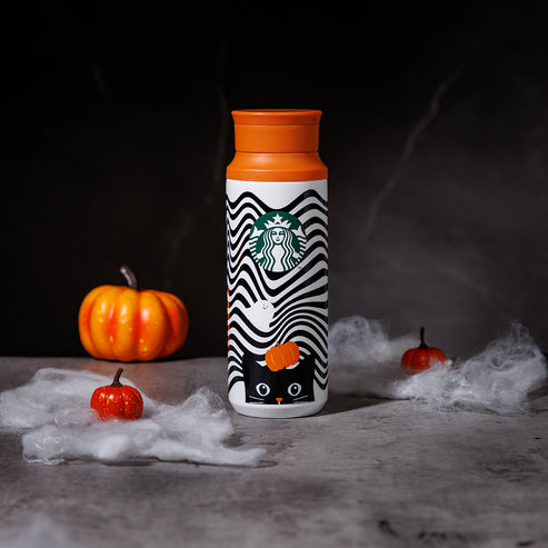 Starbucks HONG KONG Witchâs Halloween Party Collection BLACK CAT STAINLESS STEEL WITH STRIP 12OZ Starbucks loveinstarbucks