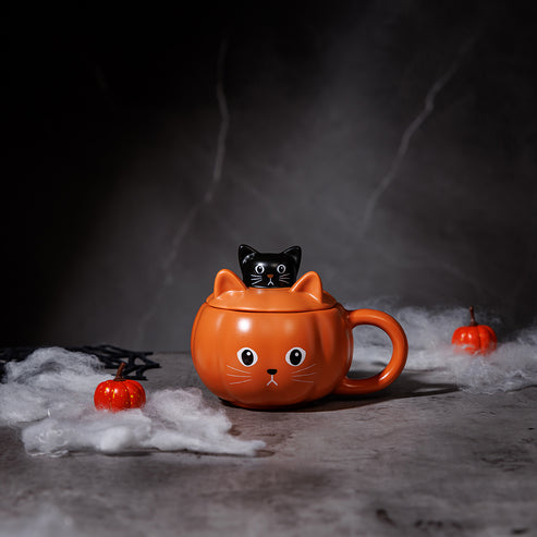 Starbucks HONG KONG Witchâs Halloween Party Collection PUMPKIN MUG WITH CAT LID 12OZ Starbucks loveinstarbucks