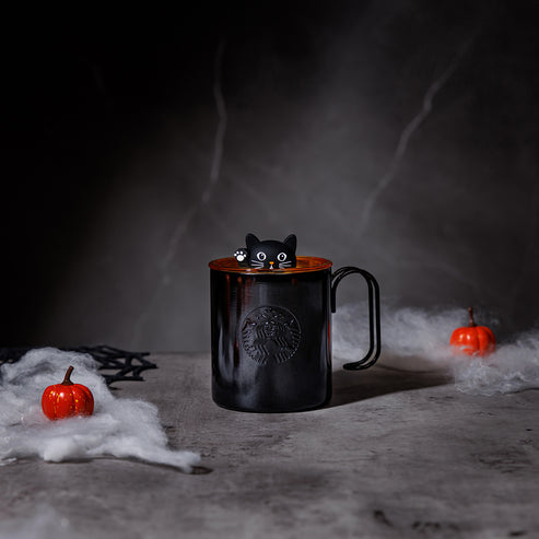 Starbucks HONG KONG Witchâs Halloween Party Collection BLACK CAT STAINLESS STEEL MUG WITH LID 12OZ Starbucks loveinstarbucks