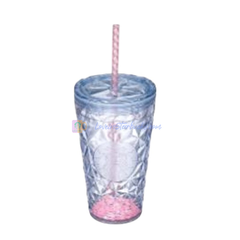 Starbucks Taiwan 2025 Sakura series light clear blue Grande prizm plastic straw cup 473ml