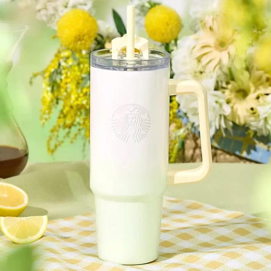 Starbucks China 2025 Spring Sky series Dual Drinking Opening Stainless steel straw cup 900ml