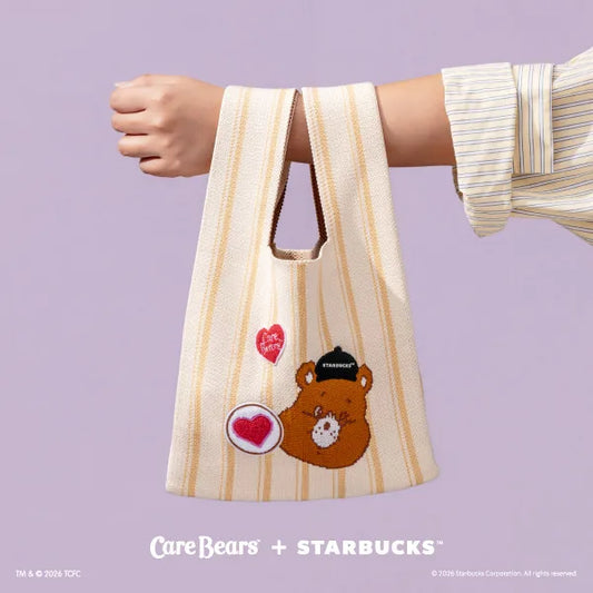 Starbucks 2026 Care Bears Co-Branded Series Tenderheart Bear Knit Tote Bag