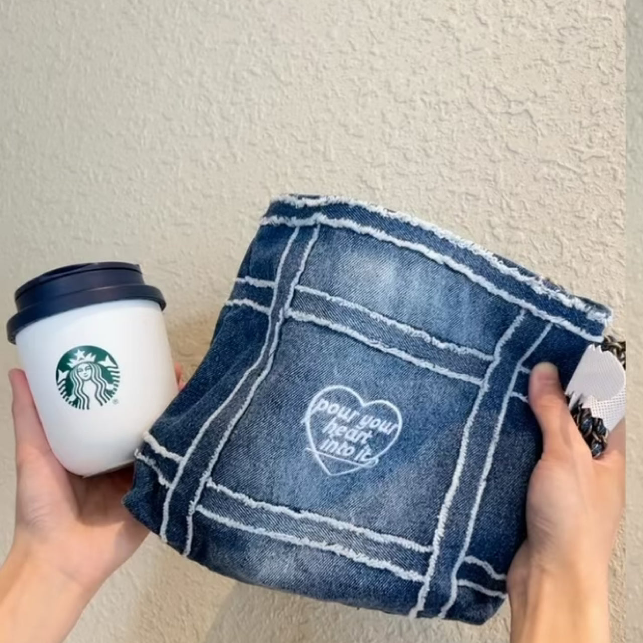 Starbucks China 2026 Denim series mini stainless steel tumbler coming with crossbody bag 280ml