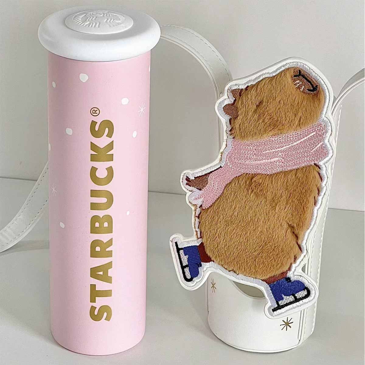 China 2023 Christmas online cute pet series Pink stainless steel cup 330ml with cup cover Starbucks loveinstarbucks