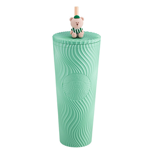 Starbucks Taiwan 2026 Summer Season1 Series green TOGO cup 24oz with Bear ornament
