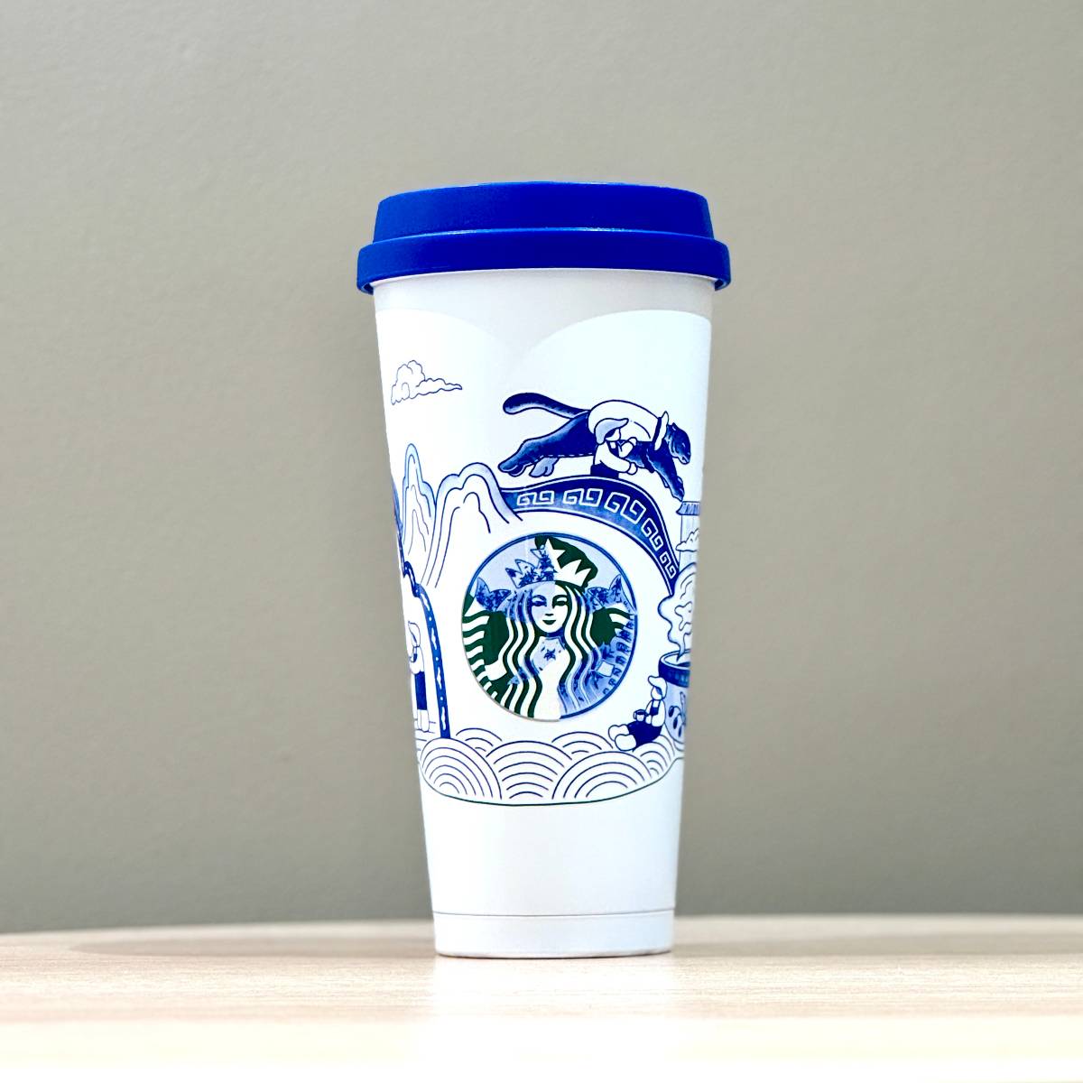 Starbucks China 2024 25th Anniversary Blue and White Porcelain Stainless steel tabletop cup 500ml loveinstarbucks loveinstarbucks