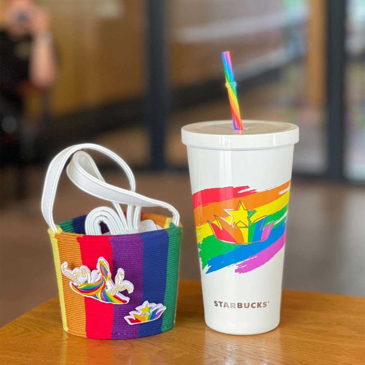 Starbucks Tumblers China 2023 Great love Series Rainbow stainless steel straw cup with cup sleeve 550ml Starbucks loveinstarbucks