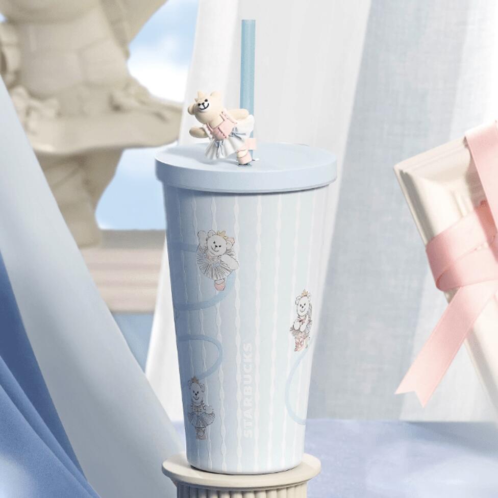 Starbucks China 2024 Princess Afternoon Tea Series Blue stainless steel straw cup 550ml Starbucks loveinstarbucks