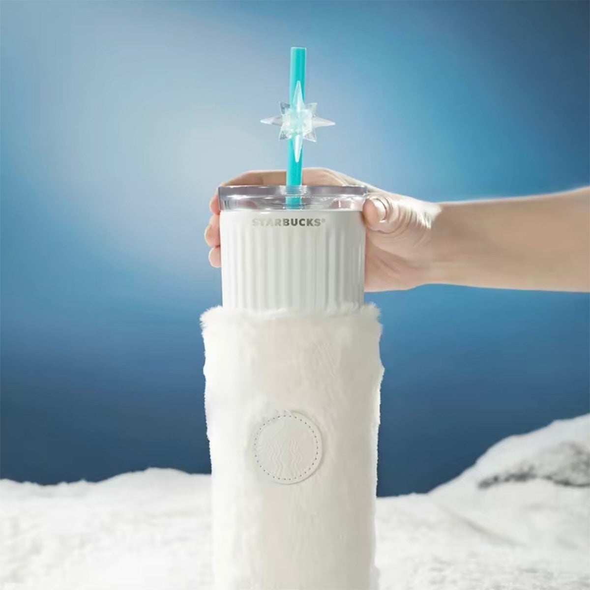 Starbucks China 2023 Christmas winter day series Blue and white gradient stainless steel striped cup with cup cover 473ml loveinstarbucks loveinstarbucks