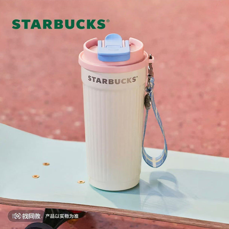 Starbucks China 2025 Colorful summer Series Pink and white double mouthed stainless steel cup 470ml
