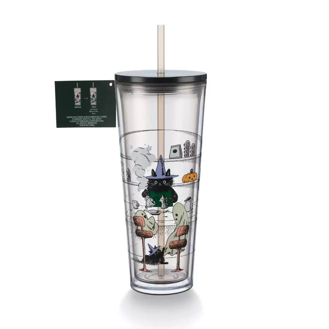 Starbucks Taiwan 2025 Halloween Glow-in-the-Dark TOGO Cold Water Cup 24oz