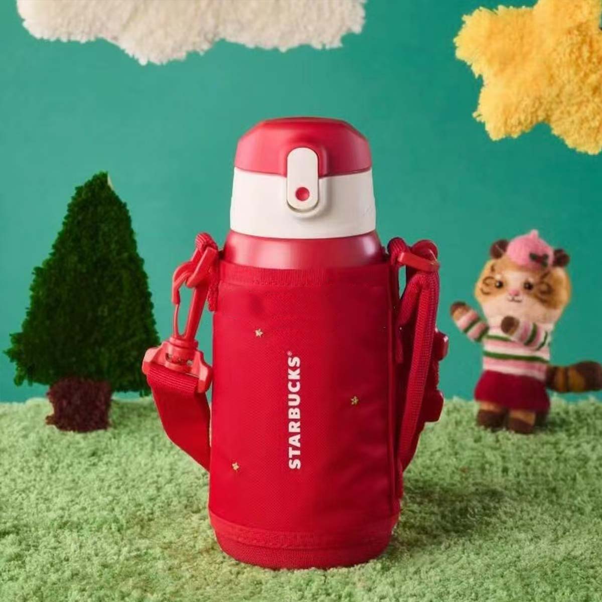Starbucks China 2024 Christmas cute Winter Thermos double lid stainless steel cup 550ml Starbucks loveinstarbucks