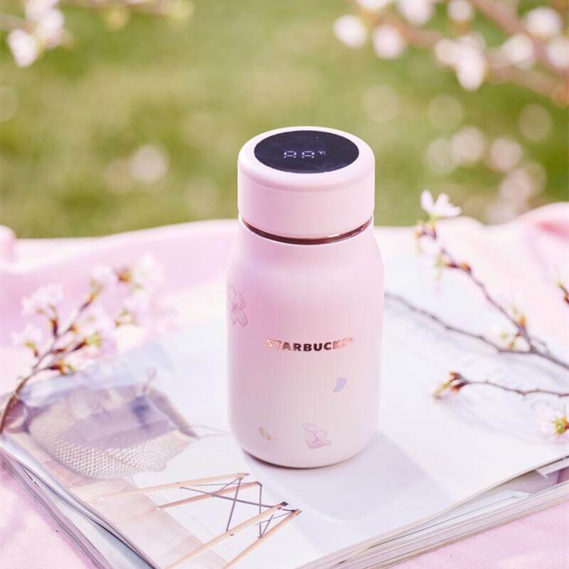 Starbucks China 2024 spring walk series temperature display Sakura pink stainless steel cup 370ml - cannot ship to AK HI Starbucks loveinstarbucks