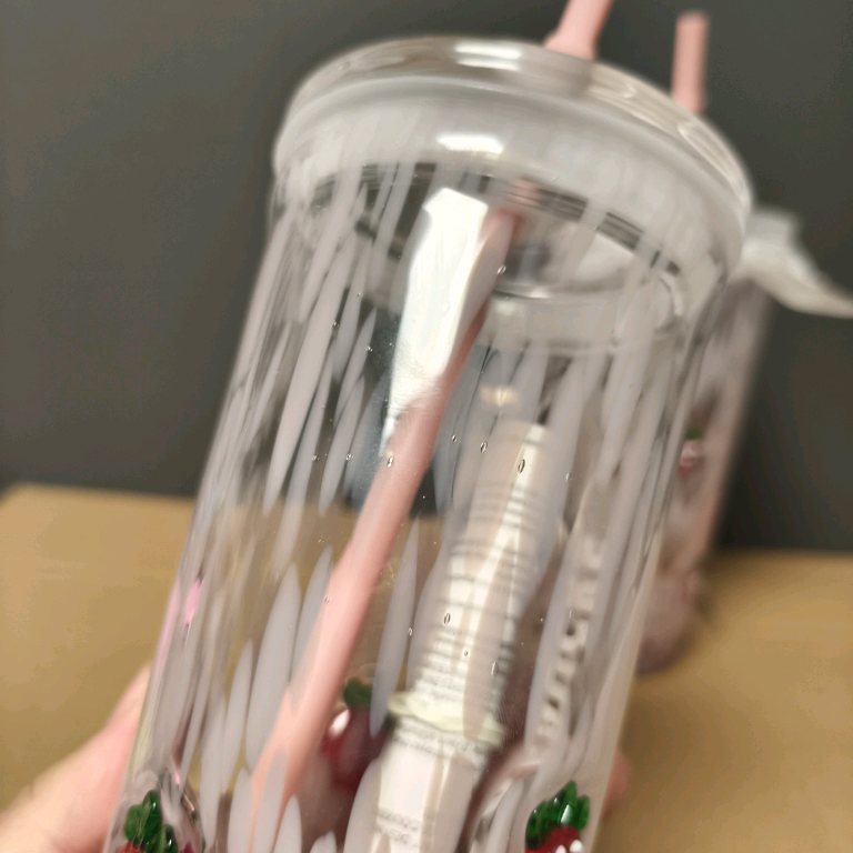 Slightly Flawed Starbucks Strawberry Glass Cup -price is for one glass