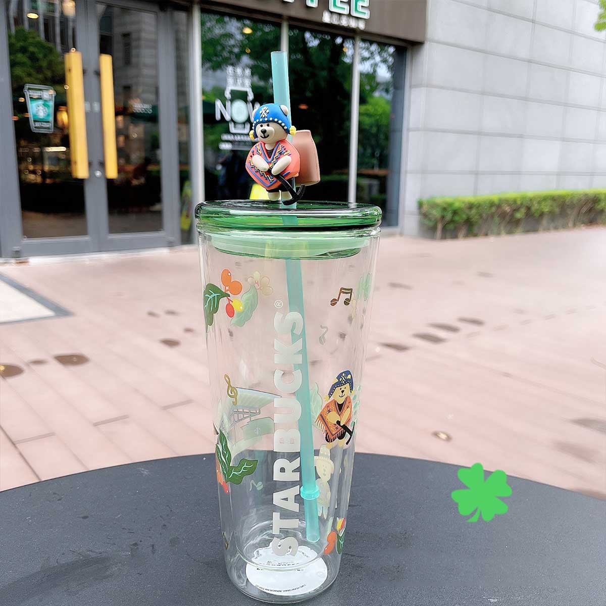 Starbucks China 2020 Coffee Bear Double Classic Glass Straw Cup 591ml Starbucks loveinstarbucks