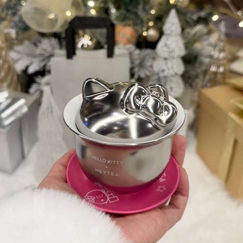 Hello Kitty and HEYTA China 2024 Silver ceramics tea bowl set HEYTA loveinstarbucks
