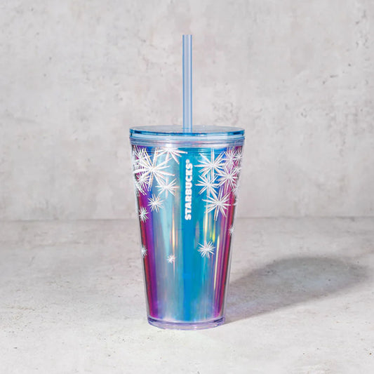 Starbucks Hong Kong 2024 Glittery Collection Snowflake plastic straw cup 16oz Starbucks loveinstarbucks