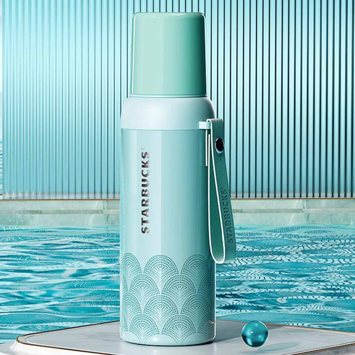 Starbucks China 2024 online cyan series Spiral tea filter thermos cup 600ml loveinstarbucks loveinstarbucks