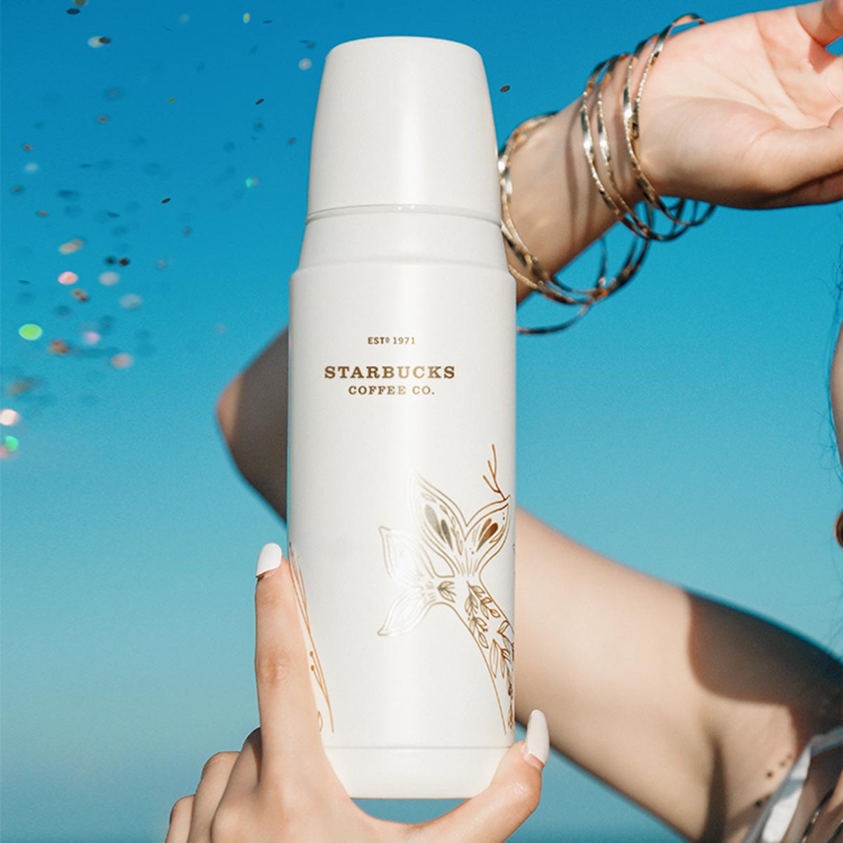 Starbucks China 2023 anniversary white gold mermaid series Thermos Stainless Steel Insulation Cup Gift Box 480ml Starbucks loveinstarbucks