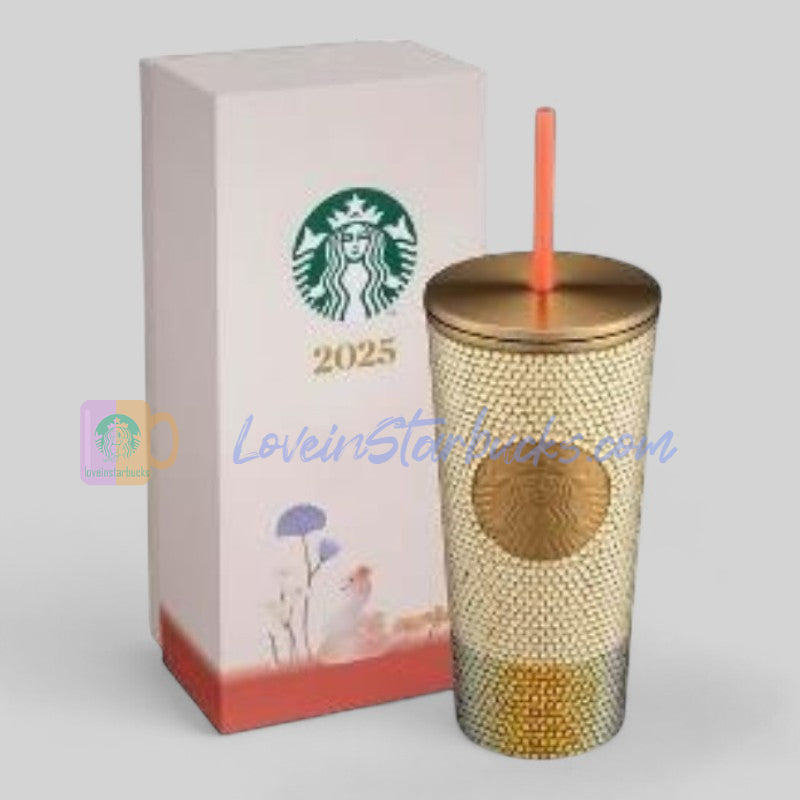 pre-order Starbucks Taiwan 2025 Snake Year Series Golden rhinestone cold water cup 473ml Starbucks loveinstarbucks