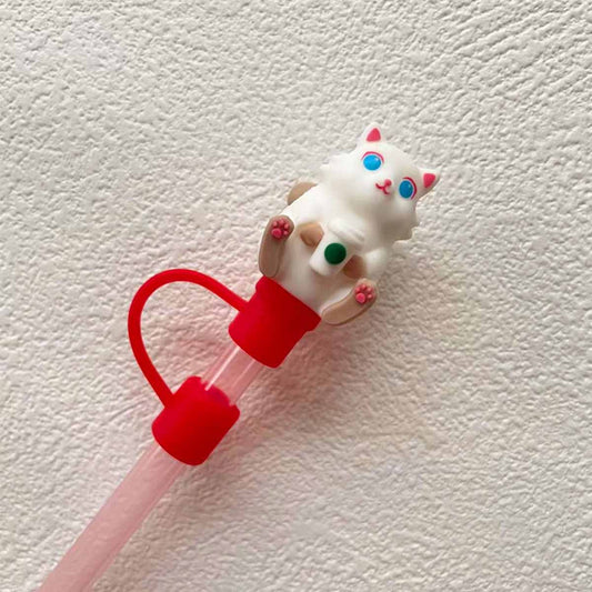 Not Starbucks, white cat Topper, Dust-proof Accessories Fittings For Starbucks Straws ,DONOT sell alone 11# loveinstarbucks loveinstarbucks