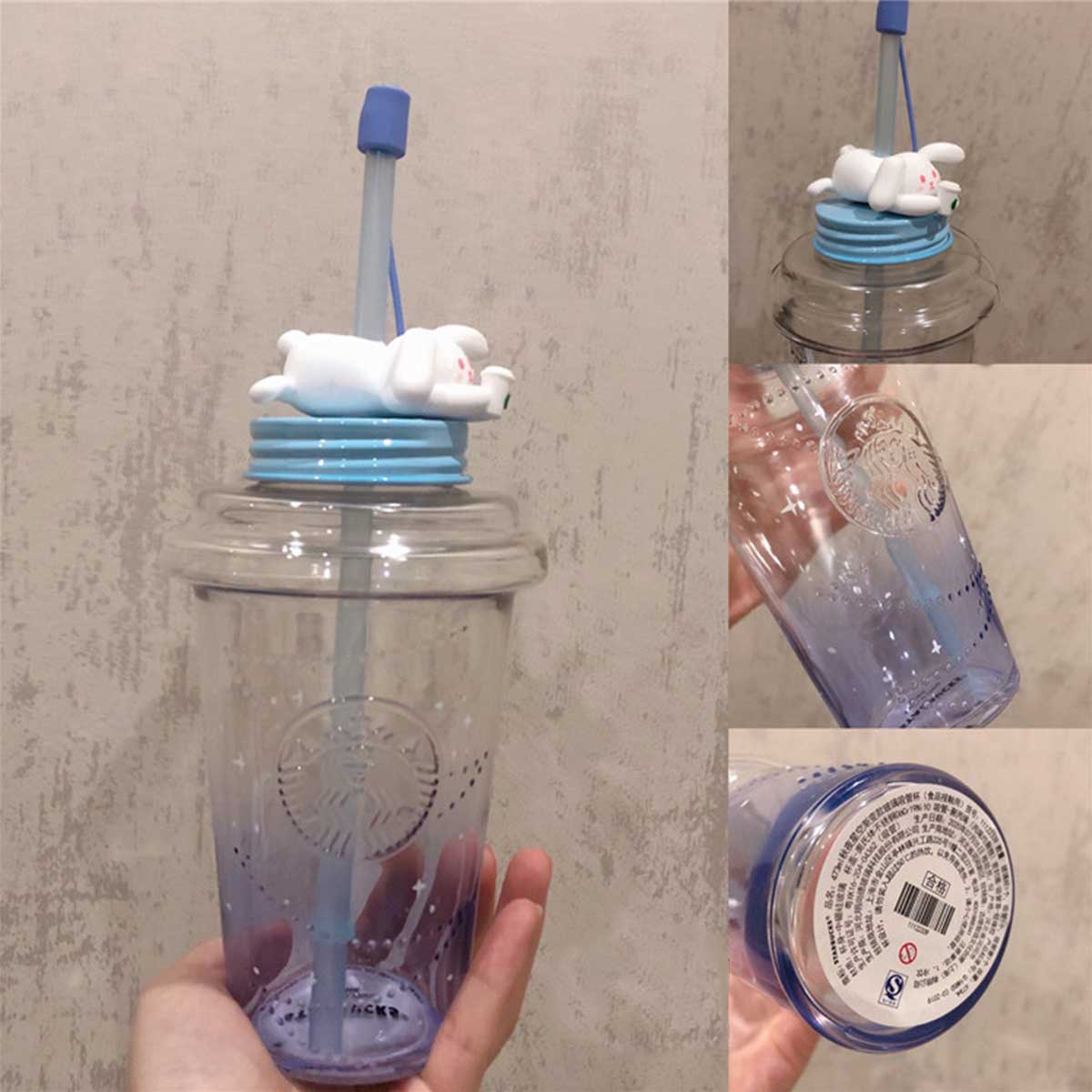 Starbucks China 2020 Mid-Autumn Festival bunny Star gradient glass straw cup 473ml Starbucks loveinstarbucks