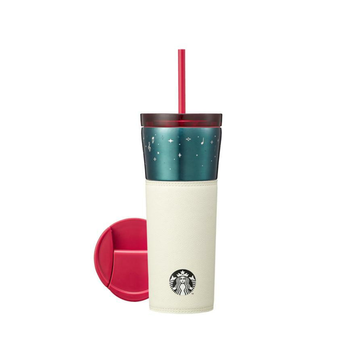 Starbucks Korea 2023 Christmas 2nd series- 1# White Double Cap Straw Cup loveinstarbucks loveinstarbucks