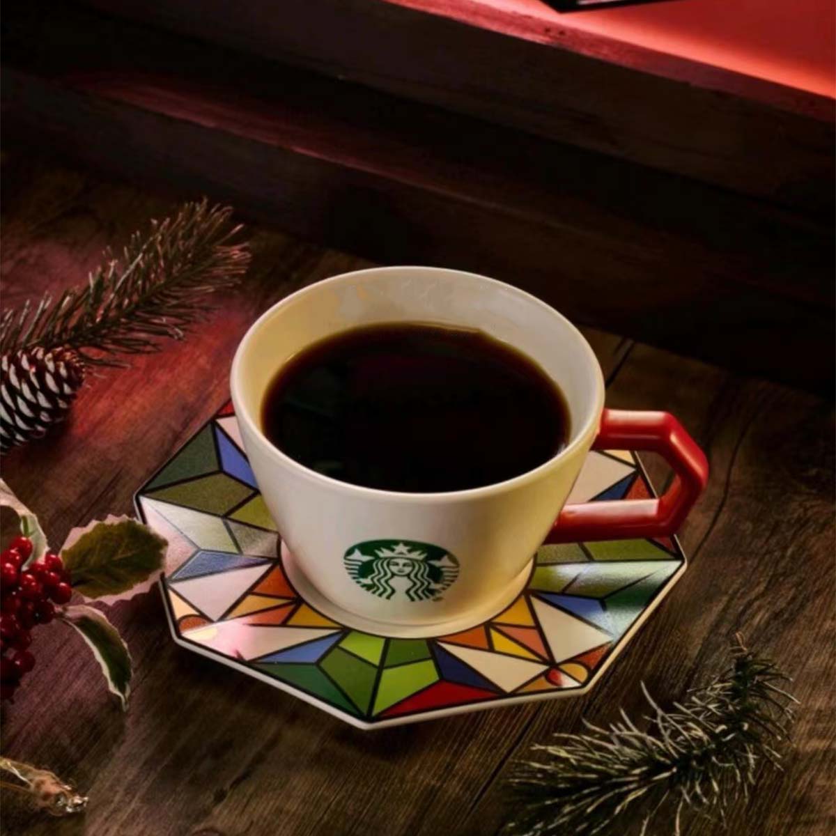 Starbucks China 2024 Christmas Colorful Kaleidoscope Series Ceramic cup and plate set Starbucks loveinstarbucks