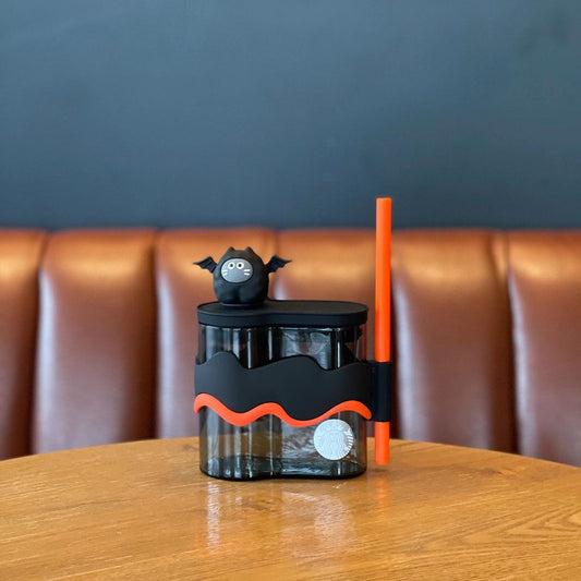 on sale Starbucks China 2023 Halloween Cool Black series Glass straw cold water cup 395ml Starbucks loveinstarbucks
