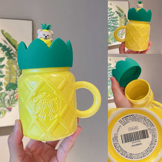 Starbucks China 2021 Colorful jungle Pineapple Bear Ceramic Mason Mug 465ml Starbucks loveinstarbucks