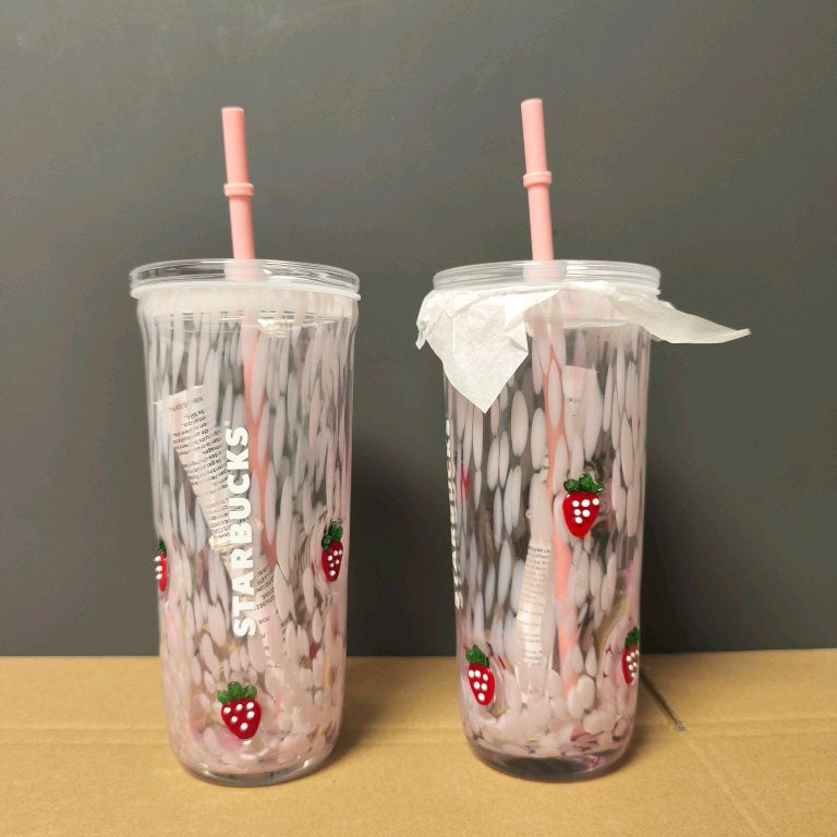 Slightly Flawed Starbucks Strawberry Glass Cup -price is for one glass