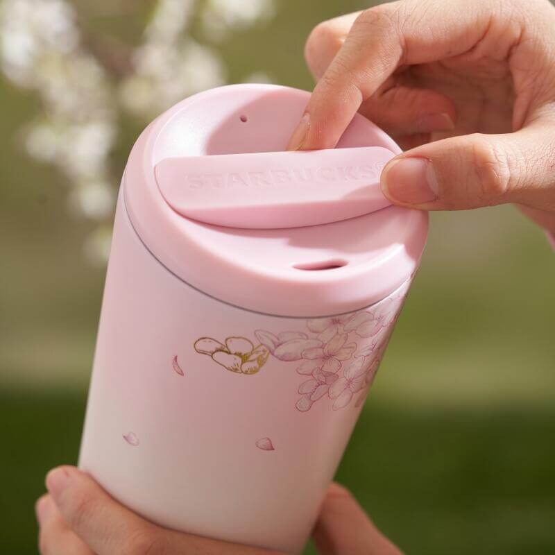 Starbucks China 2024 spring walk series Sakura Magnetic lid stainless steel cup 475ml 16oz Starbucks loveinstarbucks