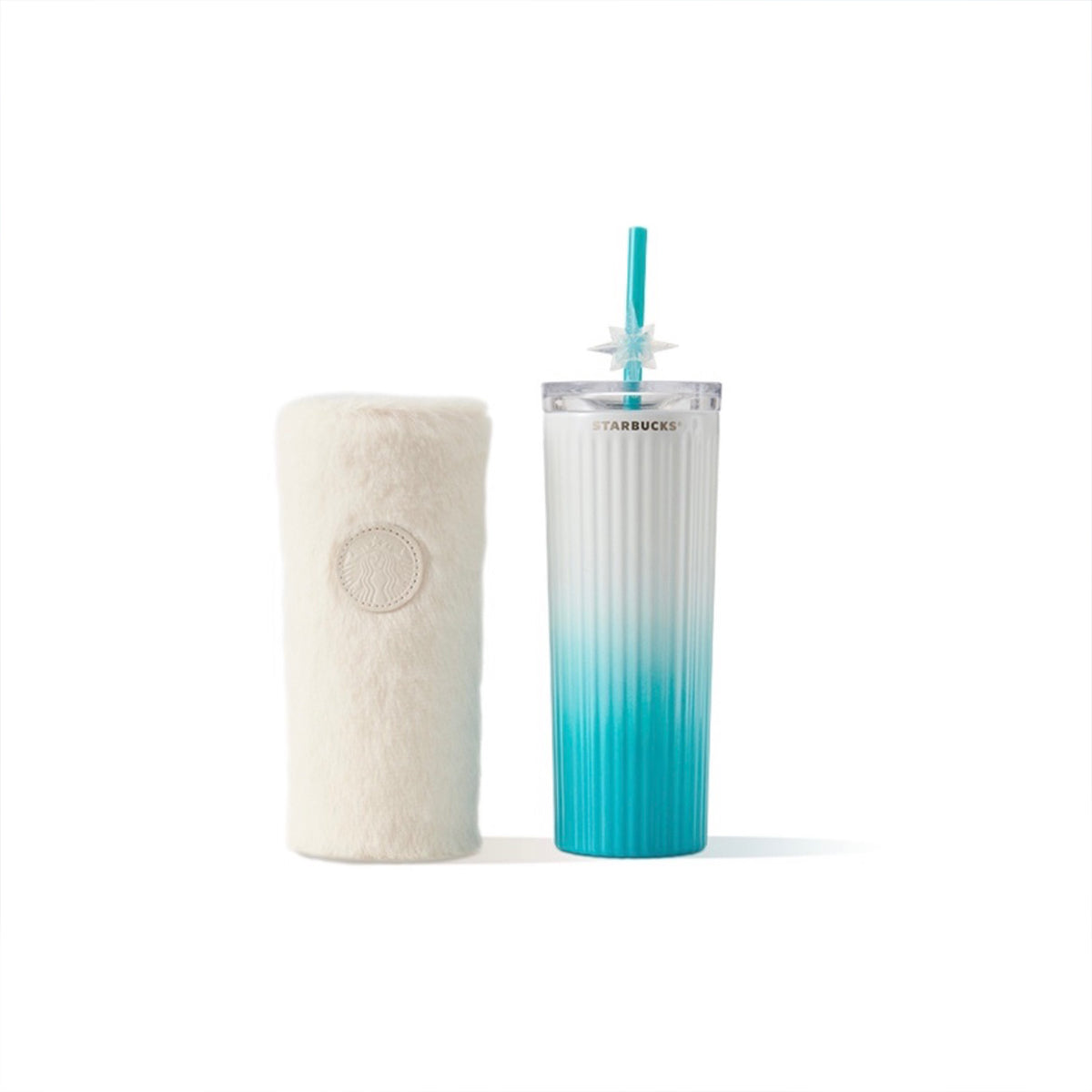 Starbucks China 2023 Christmas winter day series Blue and white gradient stainless steel striped cup with cup cover 473ml loveinstarbucks loveinstarbucks