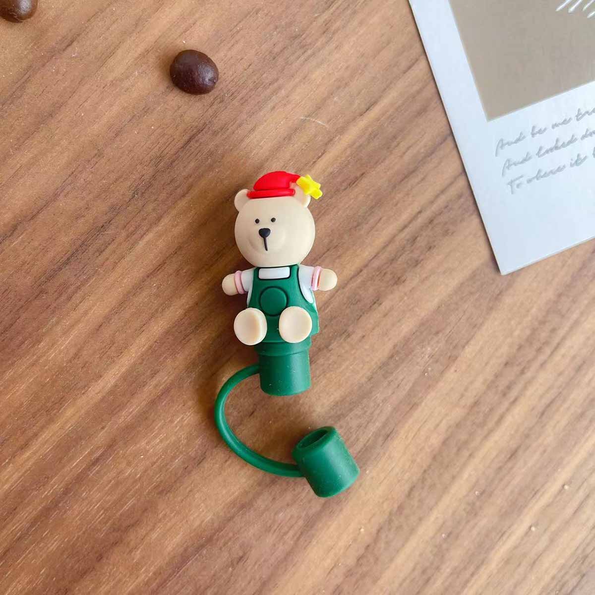 Not Starbucks, bear Topper, Dust-proof Accessories Fittings For Starbucks Straws ,DONOT sell alone loveinstarbucks loveinstarbucks