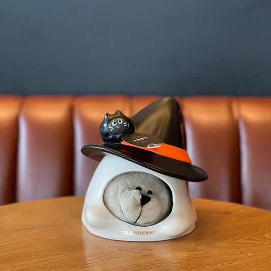 Starbucks China 2023 Halloween Cool Black series Cross dressing Bear Store Manager Ceramic Pipe Accessories Hanger Bag Starbucks loveinstarbucks