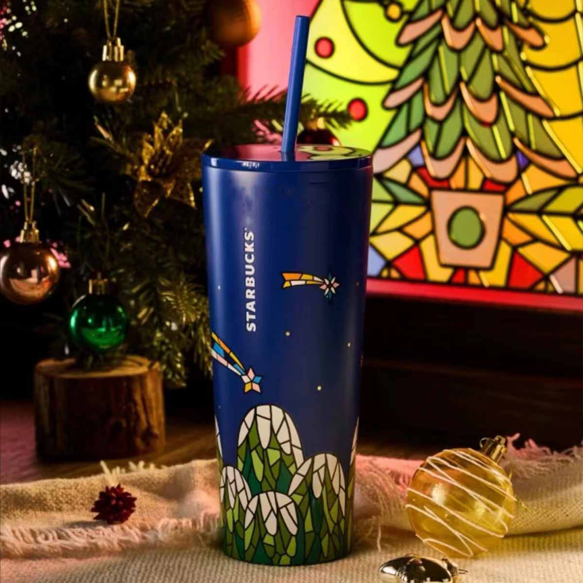 Starbucks China 2024 Christmas Colorful Kaleidoscope Series Stainless steel straw cup 840ml Starbucks loveinstarbucks